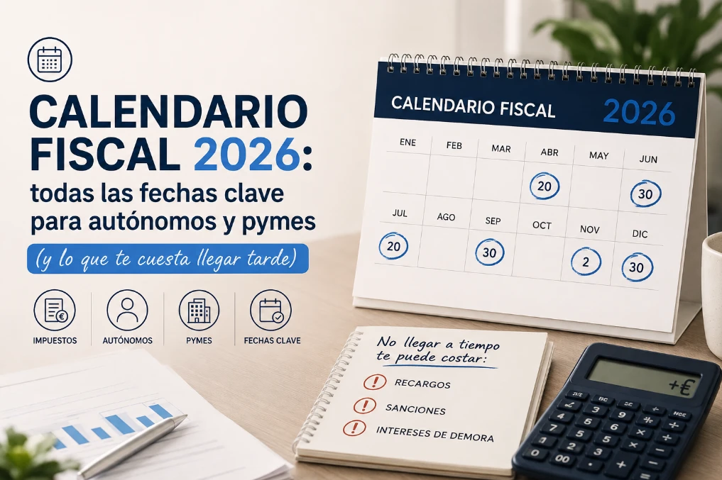 Calendario fiscal 2026: todas las fechas clave para autónomos y pymes (y lo que te cuesta llegar tarde)