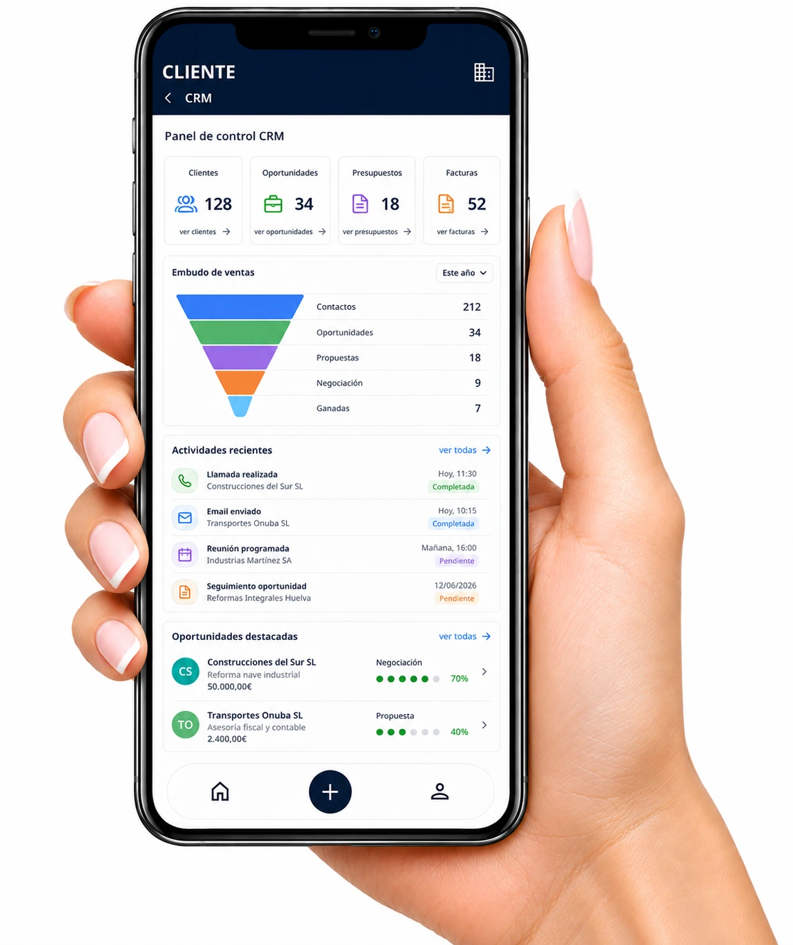 App de CRM de GA Agopyme en el móvil