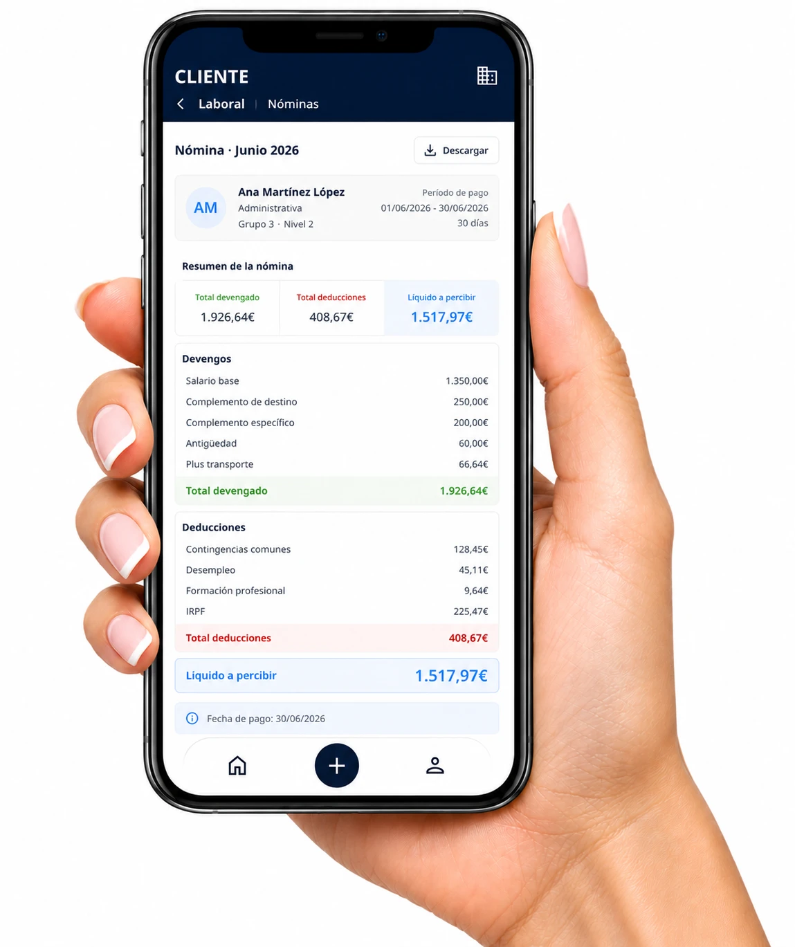 App de nóminas de GA Agopyme en el móvil